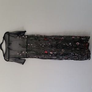 Dresses | Sheer Black Floral Embroidered Maxi Dress Romantic Goth | Poshmark